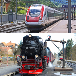 Zug im Vergleich zur Lokomotive